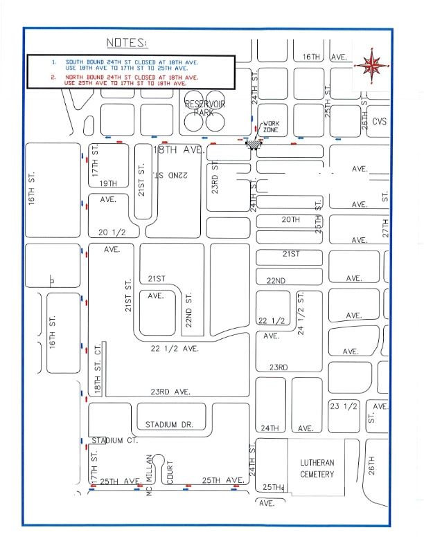 18 AV 24 ST Intersection, South Side Map