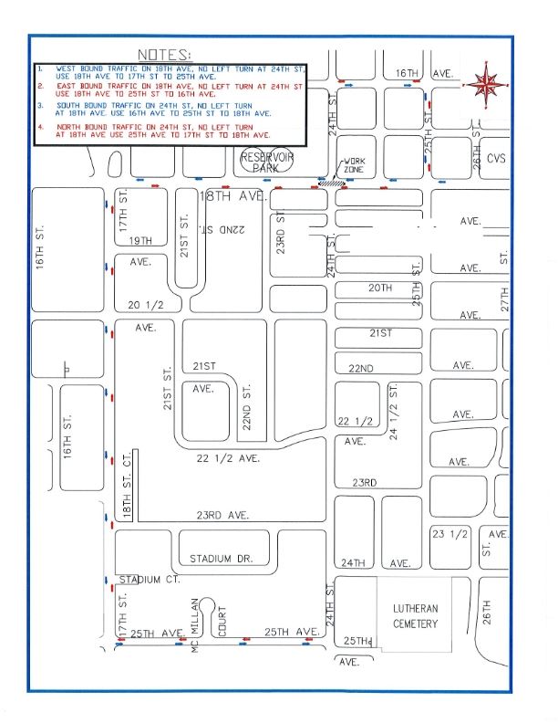 18 AV 24 ST Intersection, Center Section Map