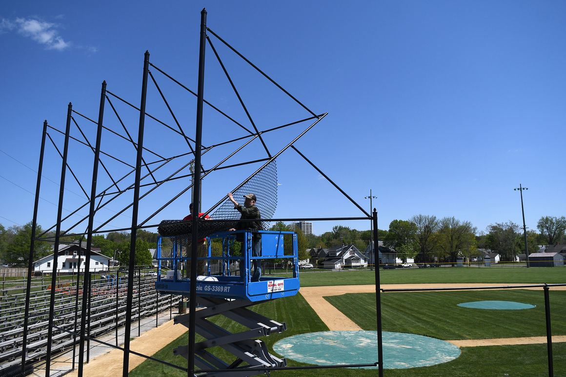 new backstop showing new grass infield