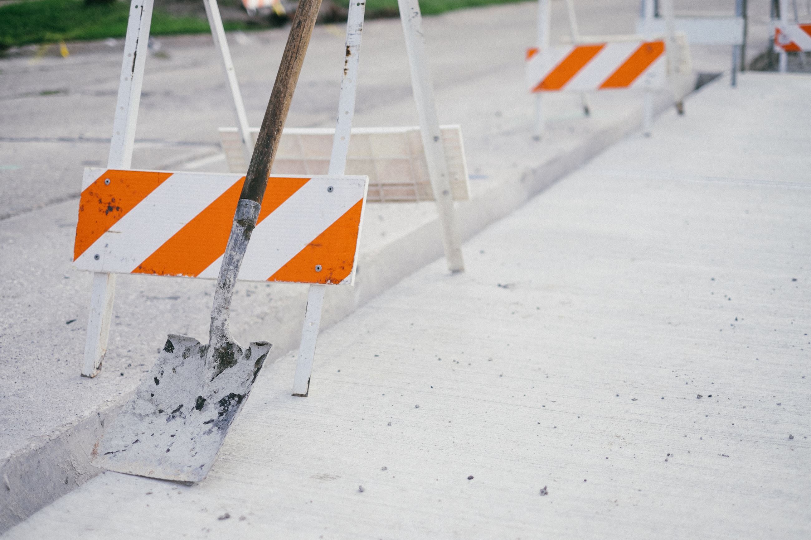 street repair with shovel