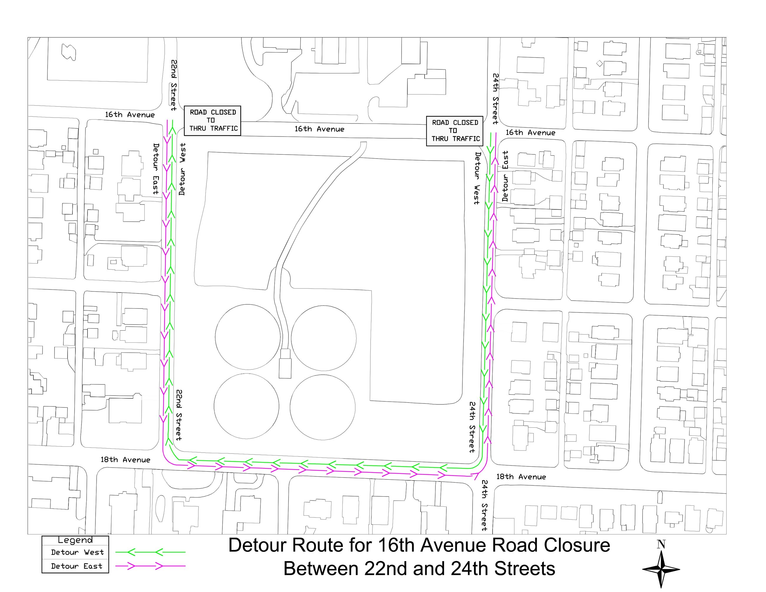 16 AV 22-24 ST Detour Map