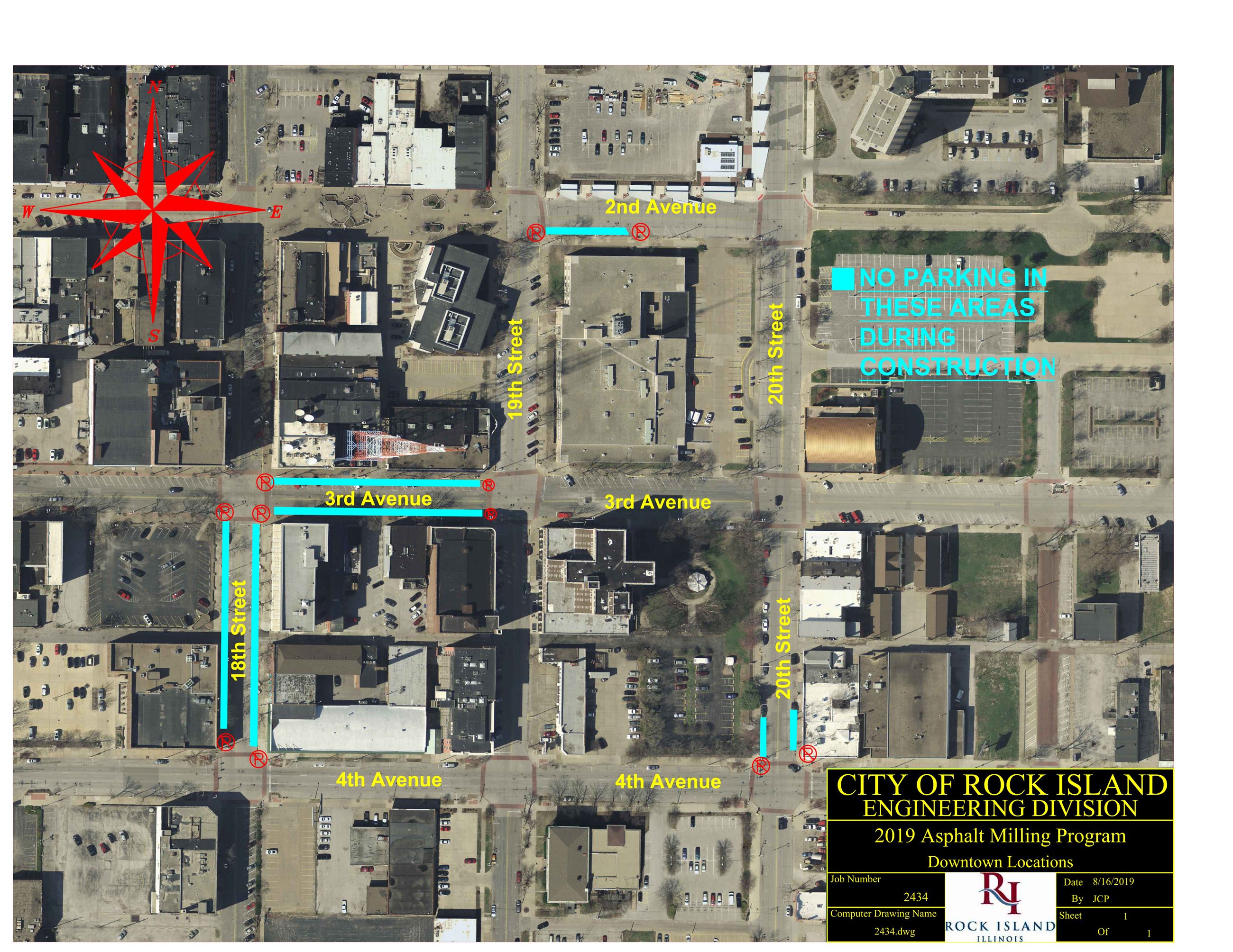 2019 Asphalt Street Milling and Patching Program Map