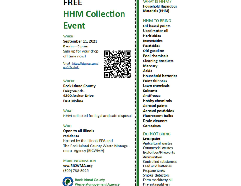 Household Hazardous Waste (HHW) Collection Event 09.11.21