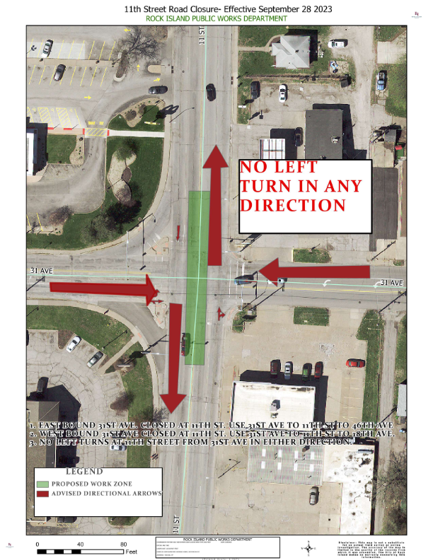 11 ST 31 AV Road Closure Map