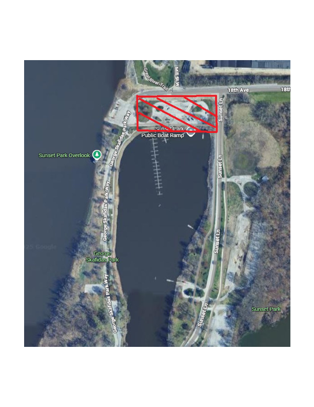 Sunset Park North Boat Ramp and Parking Lot Closure Map